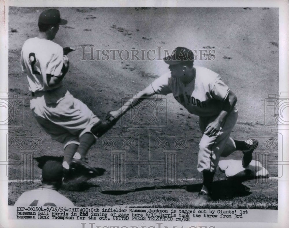 1955 Cub infielder Ransom Jackson &amp; Giants&#39; Gail Harris - Historic Images