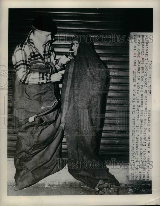 1948 Path Fortin waiting all night at Fenway park Rod Sox Indians - Historic Images