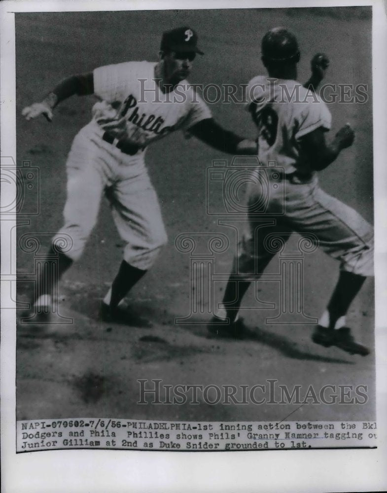 1956 Phils' Granny Hamner, Junior Gilliam - Historic Images