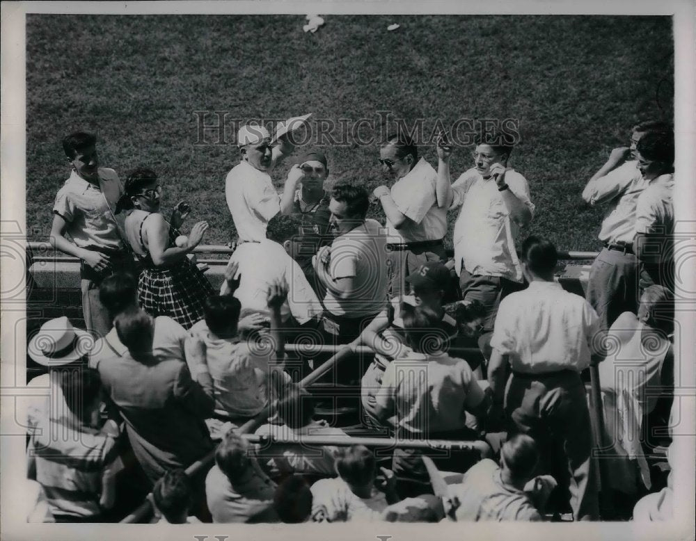1949 Brooklyn Catcher Bruce Edwards chases ball at Wrigley Field - Historic Images