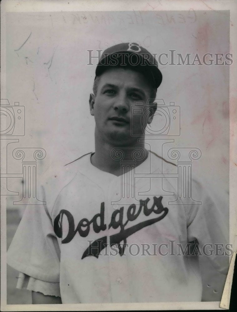 1946 Press Photo Dodger&#39;s baseball, Gene Hermanski - Historic Images