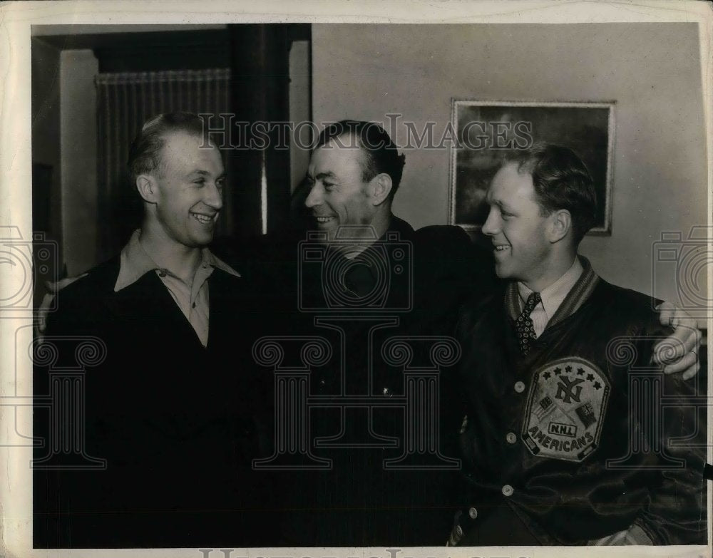 1939 Press Photo NY American hockey, Herhersheimer, Cook, Cunningham-Historic Images
