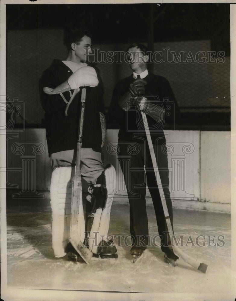 1931 Harwood Ellis &amp; Joe Stutlas of Cambridge U hockey - Historic Images