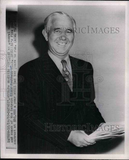 1950 Detroit Lions Coach Bo McMillin Resigns Two Years On Contract - Historic Images