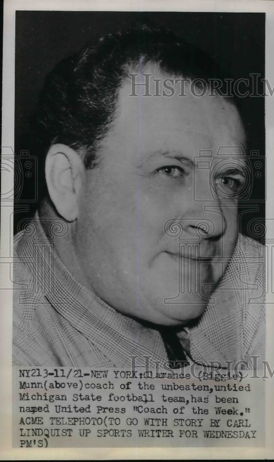 1965 Clarence "Biggie" Munn Coach of Week Michigan State  - Historic Images