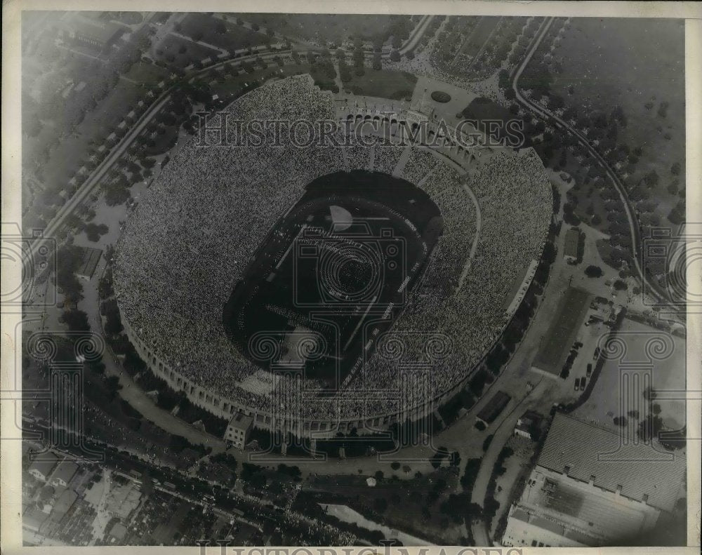 1932 Press Photo aerial of Coliseum Olympic Stadium in LA at Olympic opening-Historic Images