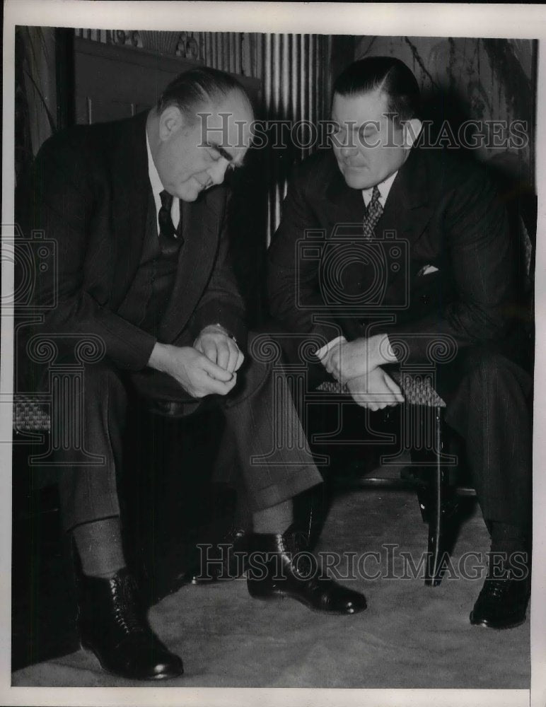 1938 Ed Barrow, Mgr of the Yankees and Tom Yawkey of Boston Red Sox - Historic Images