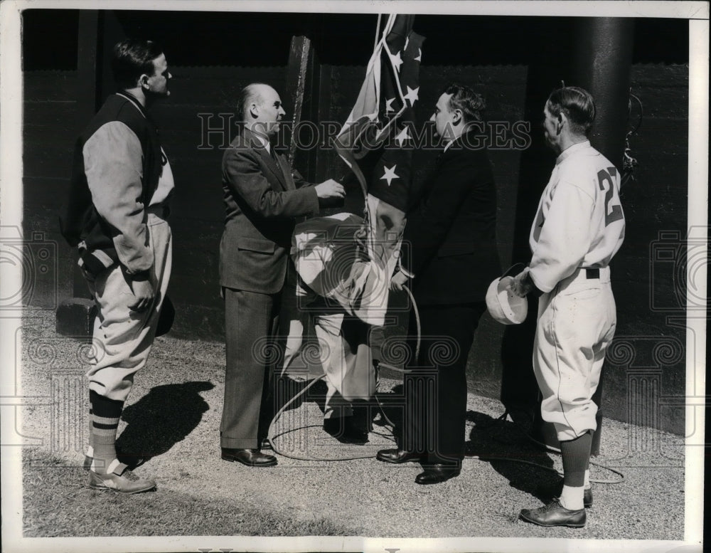 1938 Press Photo Red Sox mgr Joe Cronin,Earl Mack of A&#39;s, Gov GH Earle-Historic Images