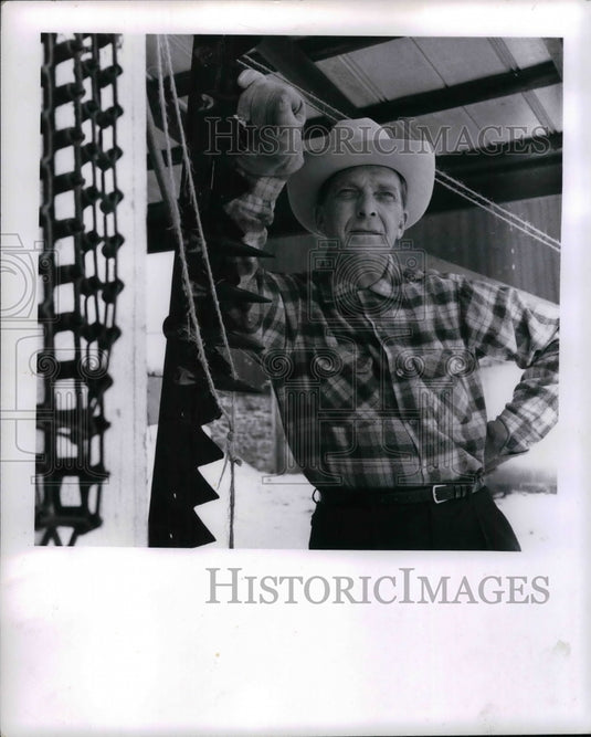 TV newscaster Chet Huntley on his farm in New Jersey - Historic Images