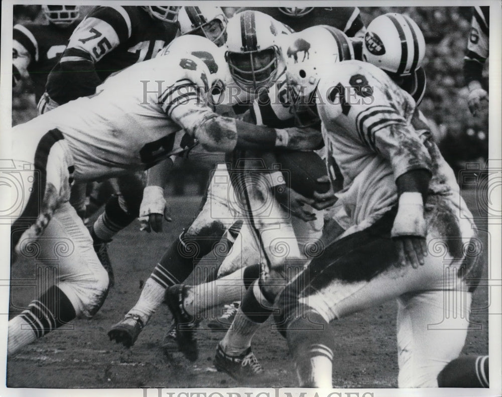 1970 Jet Quarterback Al Woodall, Jim Dunaway, Al Cowlings of Bills - Historic Images
