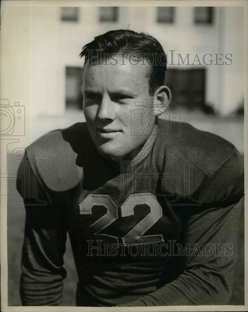 1939 Press Photo Will Dalerean Football Player College - Historic Images