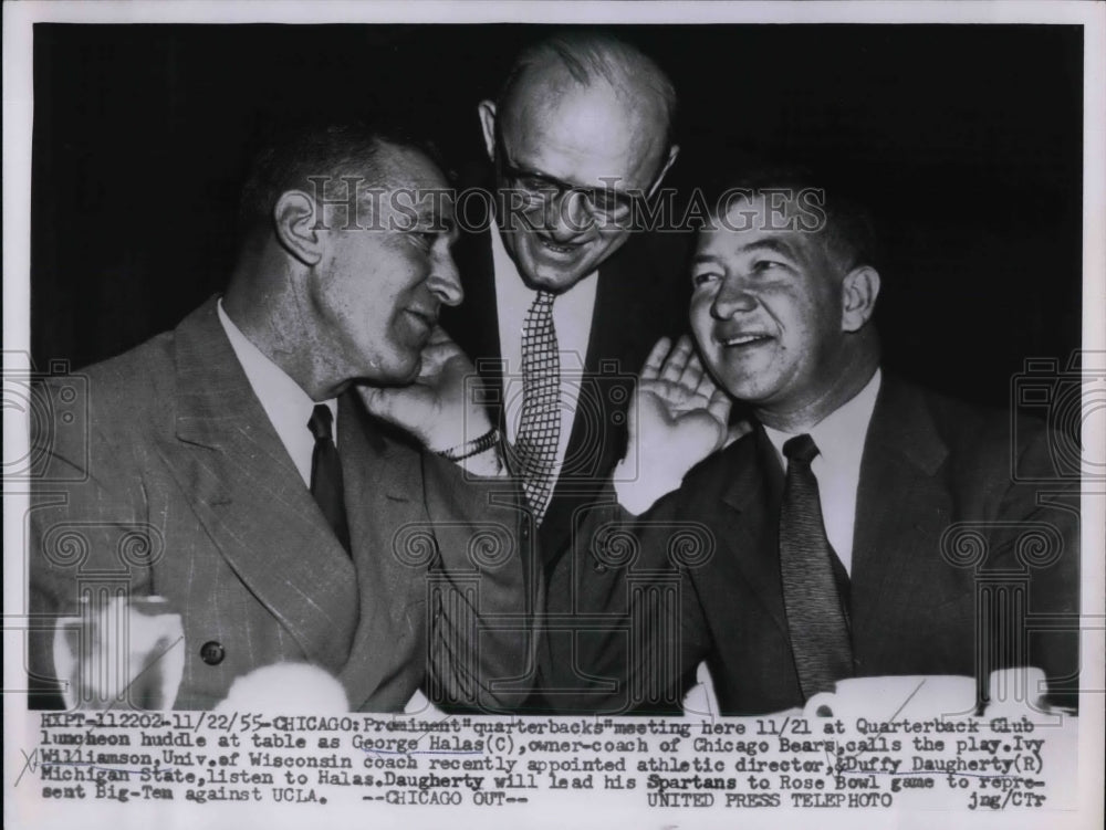 1955 Bears owner Gweorge Halas,Ivy Williamson &amp; Duffy Daughtery - Historic Images