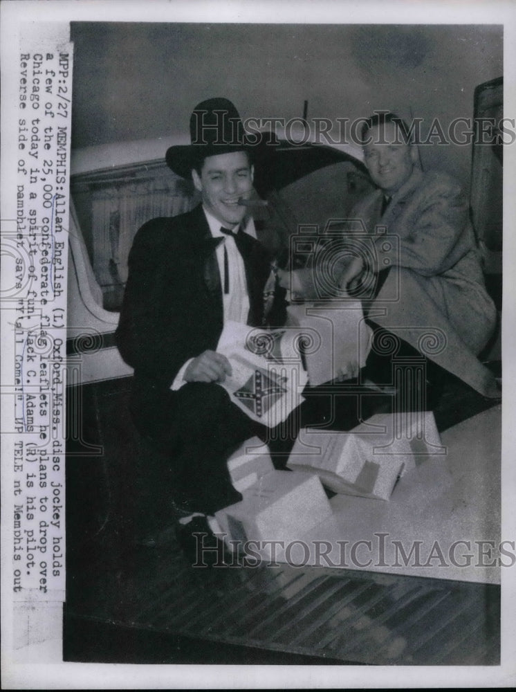 1956 Disc jockey Allan English & pilot Jack C. Adams - Historic Images
