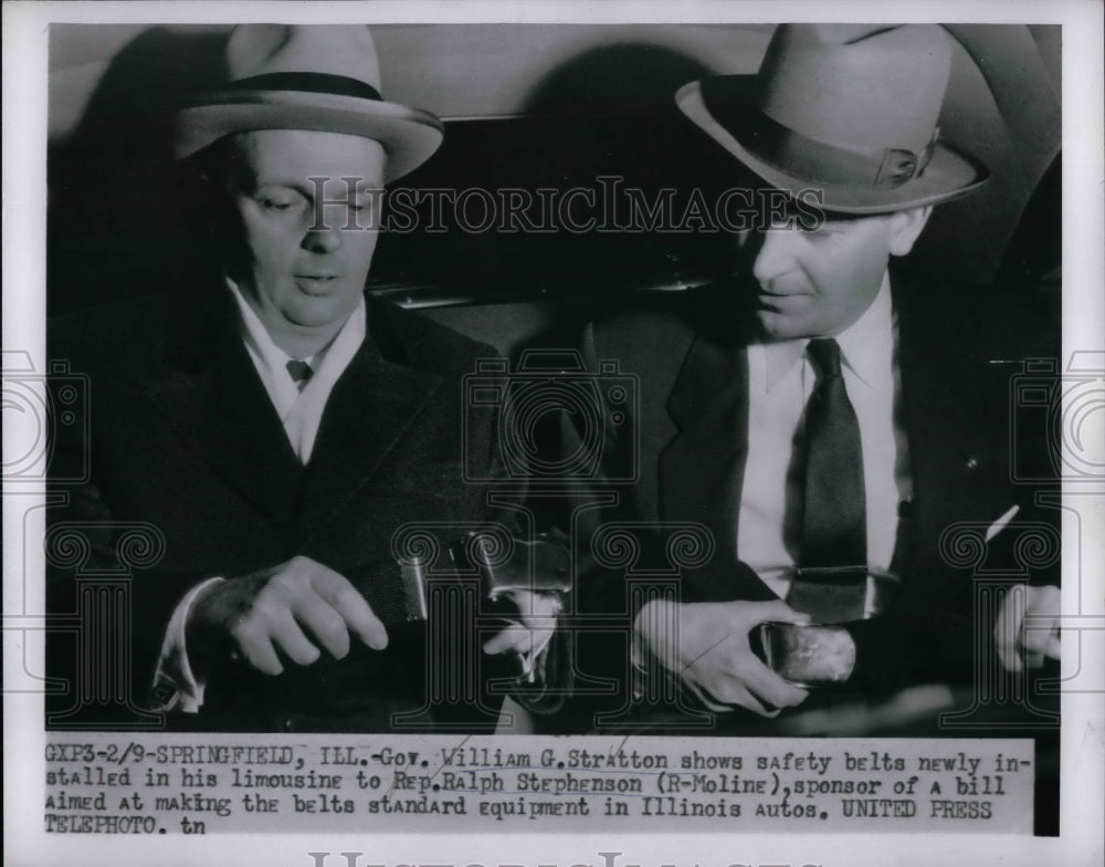 1955 Press Photo Governor William G Stratton & Rep Ralph Stephenson - Historic Images