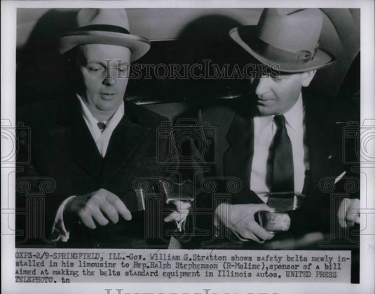 1955 Press Photo Governor William G Stratton & Rep Ralph Stephenson - Historic Images