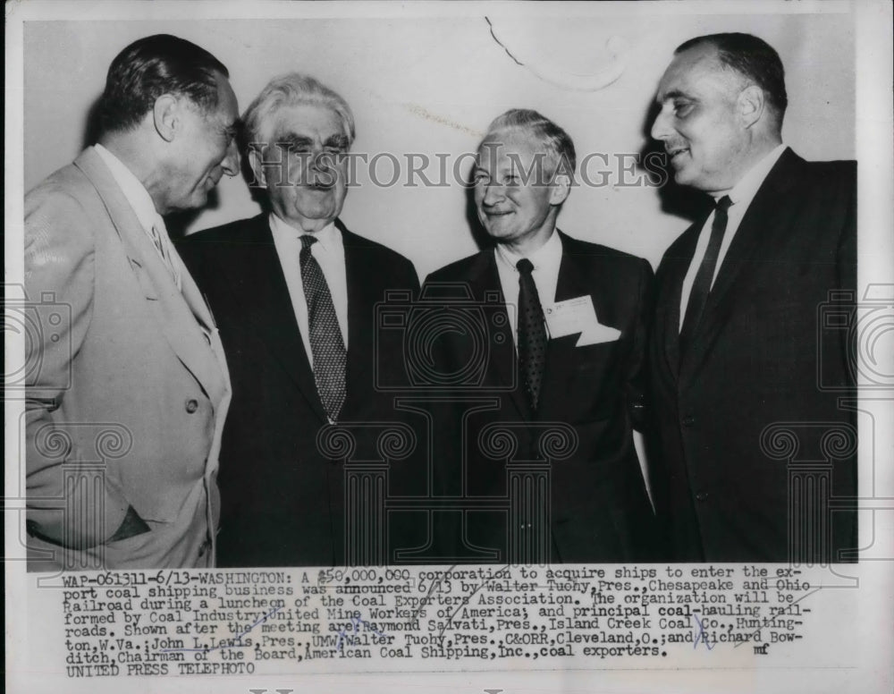 1956 President Of C &amp; O Railroad Walter Tuohy At Coal Exporters Ass. - Historic Images