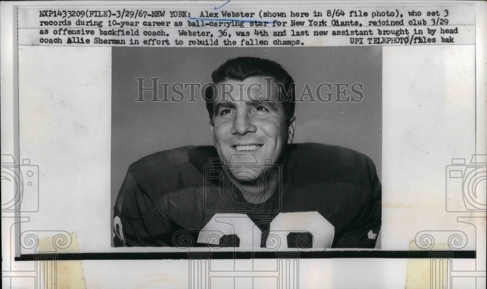 1967 New York Giants Fullback Alex Webster  - Historic Images