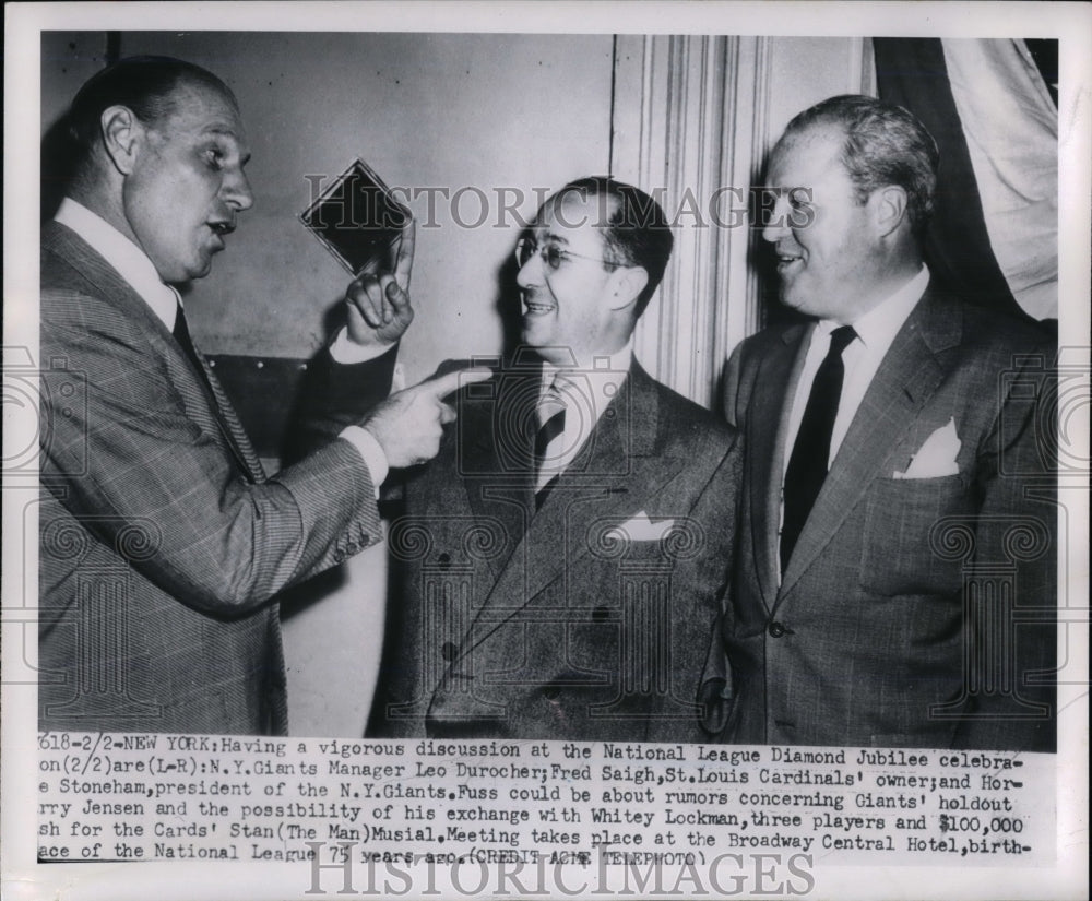 1951 Manager New York Giants Leo Durocher, Fred Saigh, H. Stoneham - Historic Images