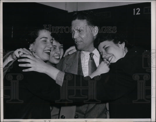 1951 Press Photo Frank Lane, Chicago White Sox, Theresa Roddy, G Rowen, P Perry - Historic Images