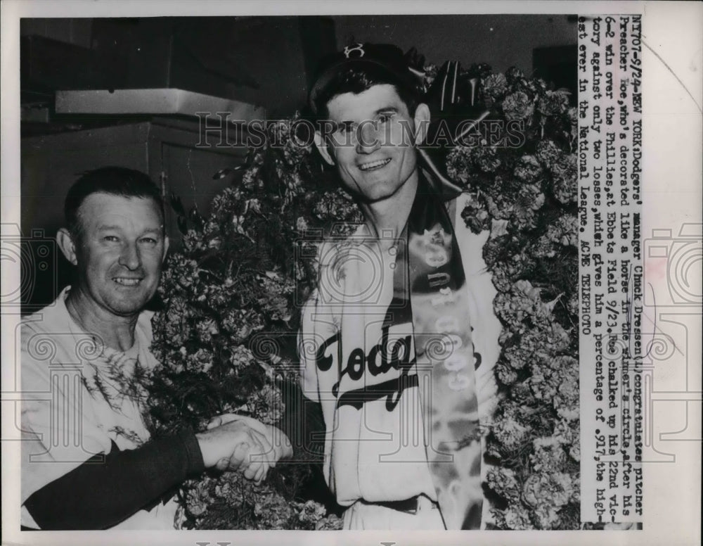 1951 Dodgers Manager Chuck Dressen & Pitcher Preacher Roe - Historic Images