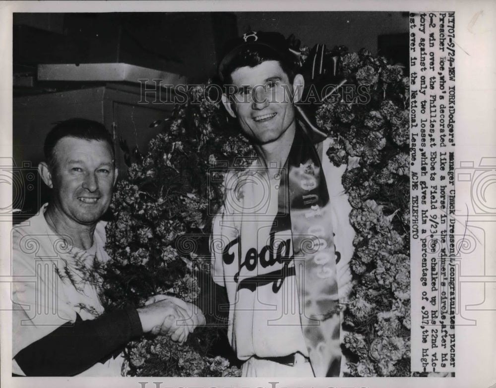 1951 Dodgers Manager Chuck Dressen & Pitcher Preacher Roe - Historic Images