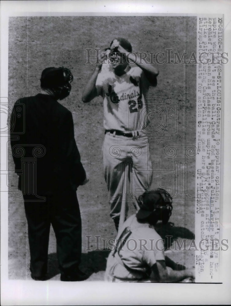 1962 St. Louis Cardinals 2nd Baseman Julian Javier During Game - Historic Images