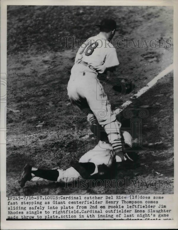 St. Louis Cardinal Catcher Del Rice Steps - Historic Images