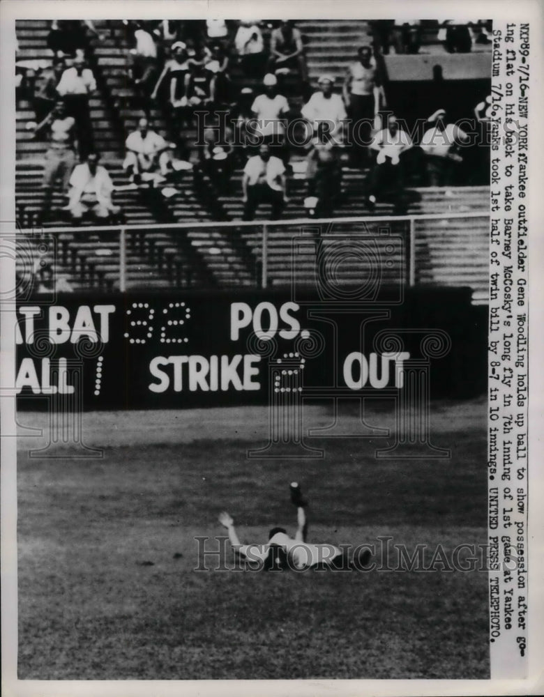 1952 Yankee Outfielder Gene Woodling with Ball - Historic Images