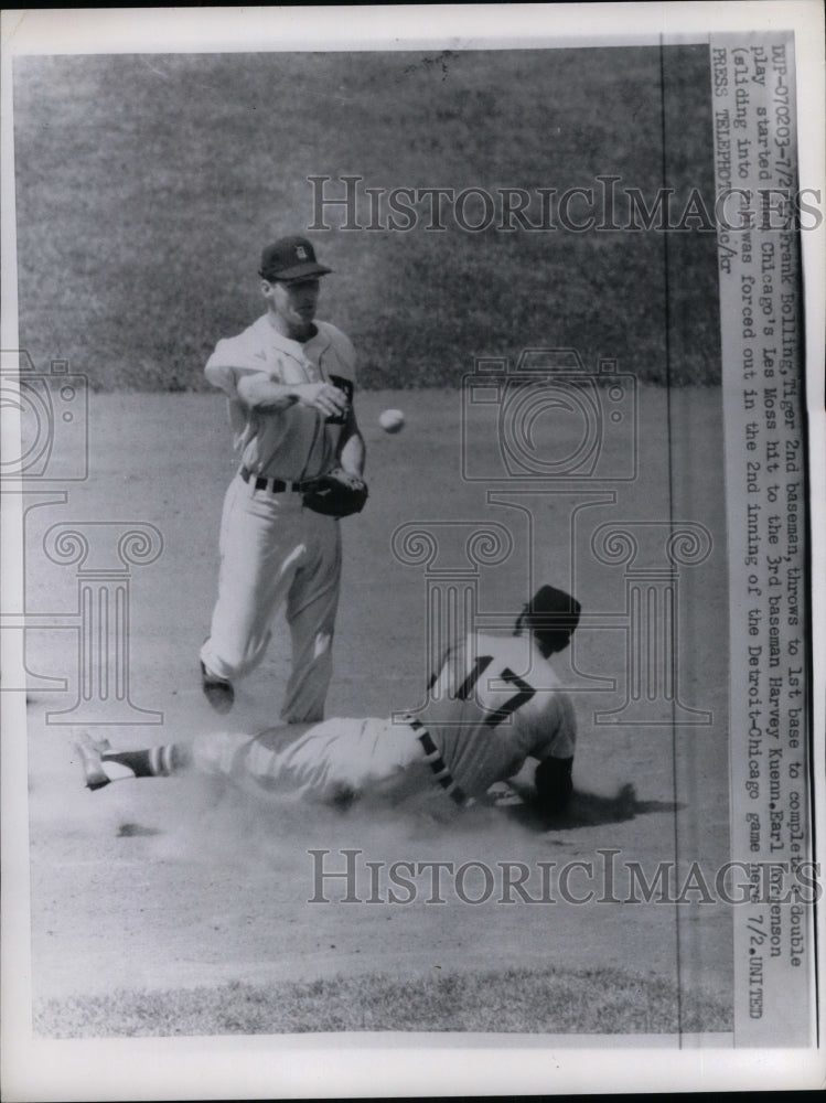 1957 Frank Bolling, Tiger 2nd baseman & Chicago's Les Moss - Historic Images