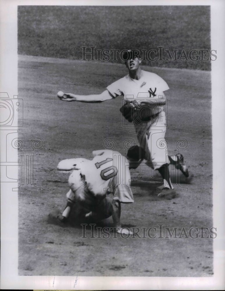 1957 Billy Goodman of Baltimore, Gerry Coleman of Yankees - Historic Images
