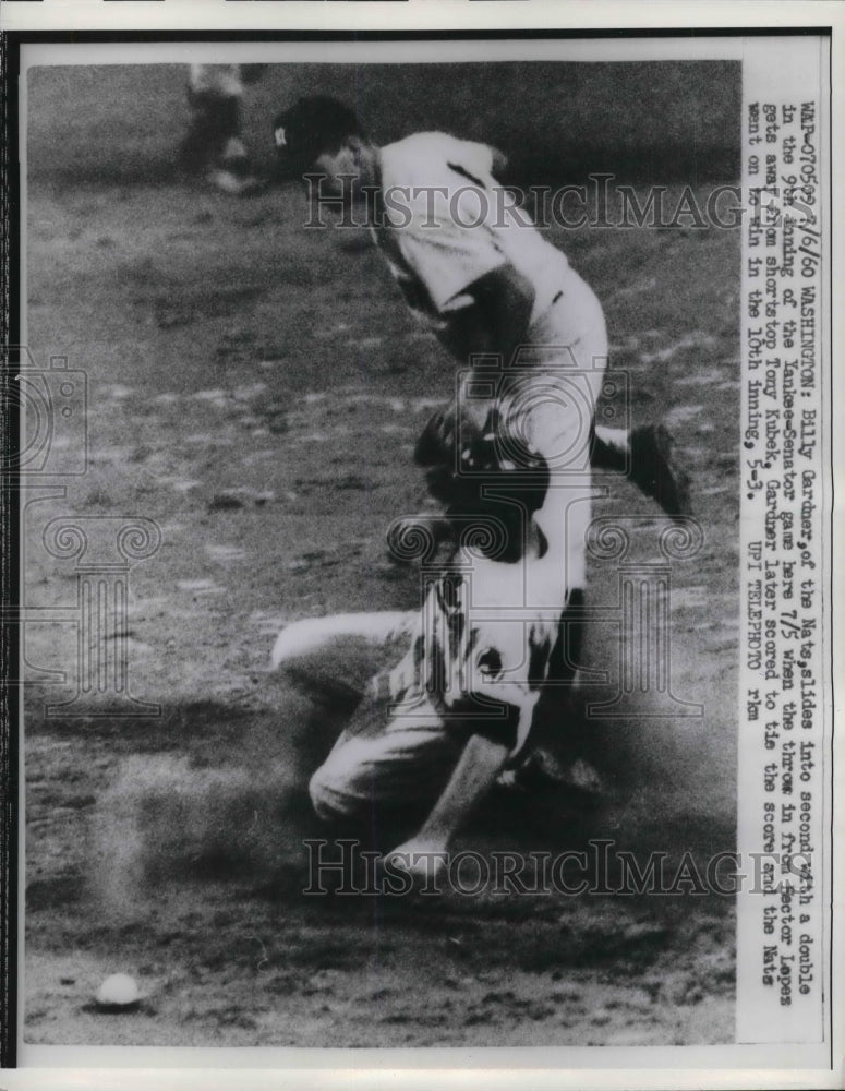 1960 Press Photo Billy Gardner of the Washington Nationals, Yankees Tony Kubek - Historic Images