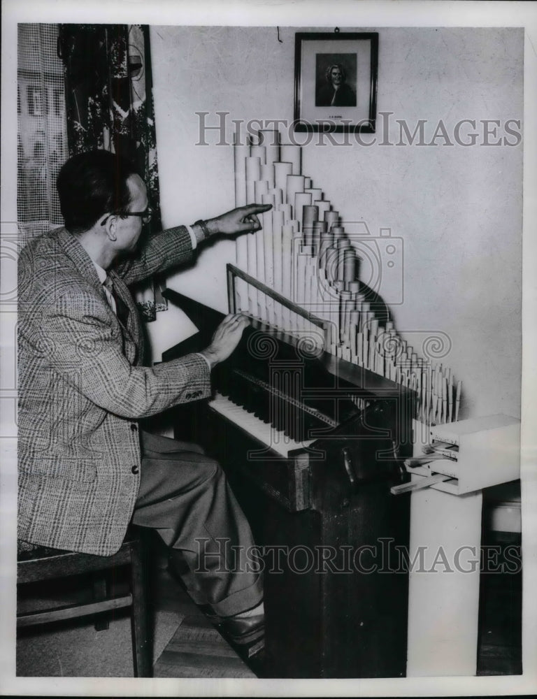 1958 Dr wolfgang Adelung at organ he built in Germany - Historic Images