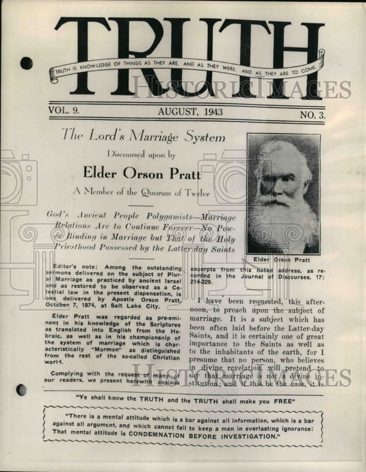 1944 Cover of August 1943 Issue of "Truth" Magazine - Historic Images