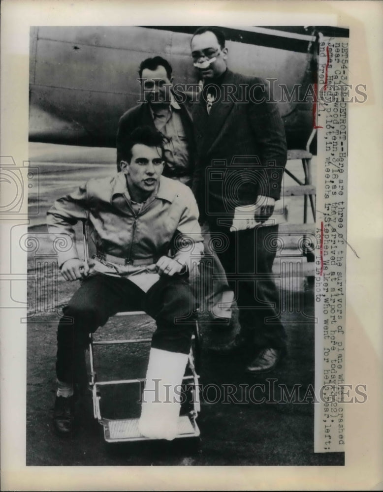1949 Press Photo Plane Crash Survivors James Hardy Stephen Walker And Fred Hall - Historic Images