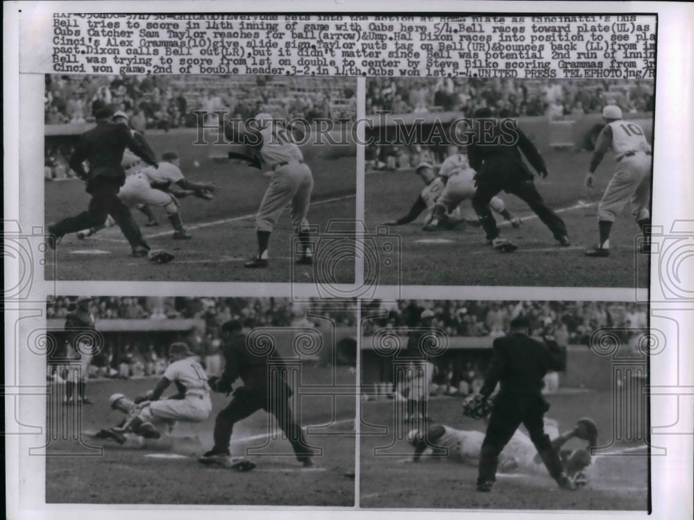 1958 Press Photo Cincinnati Reds and Chicago Cubs game. sequence - Historic Images