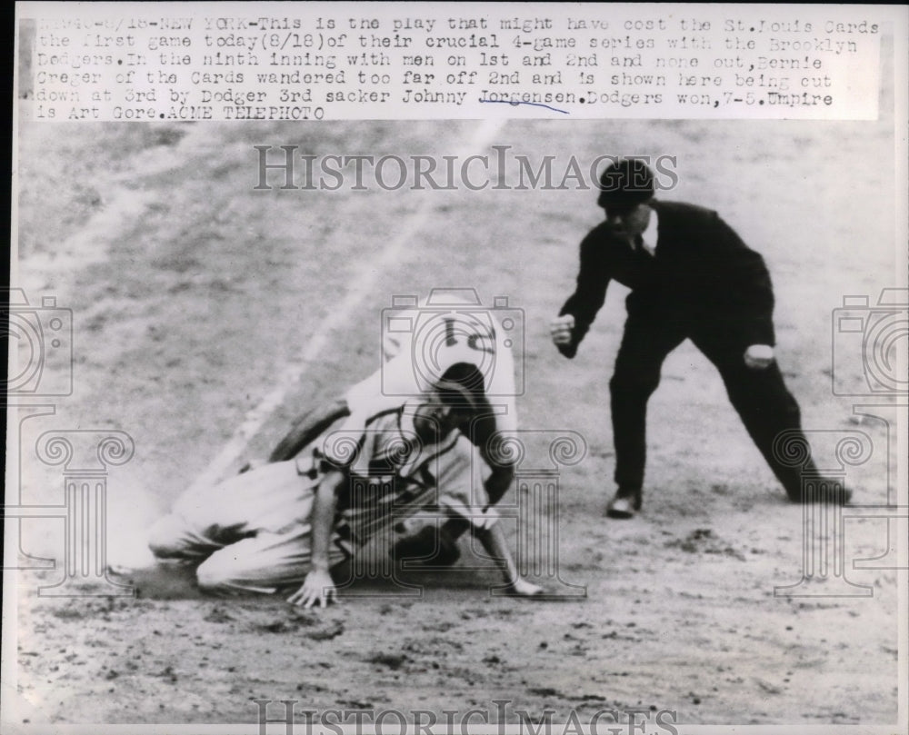 Press Photo Brooklyn Dodgers Johnny Jorgensen - nea20492 - Historic Images