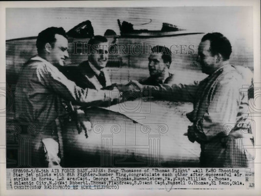 1951 Press Photo Capt. George C. Thomas, Capt. William C. Thomas, Maj. Robert L. - Historic Images