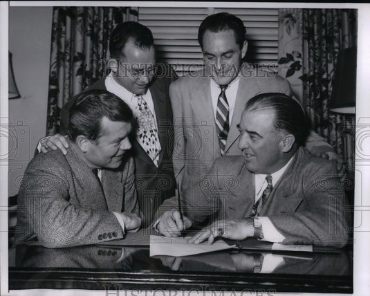1954 Press Photo Baseball exec Happy Candler,Dick Falk,Chas Cookson & Geo Marr - Historic Images