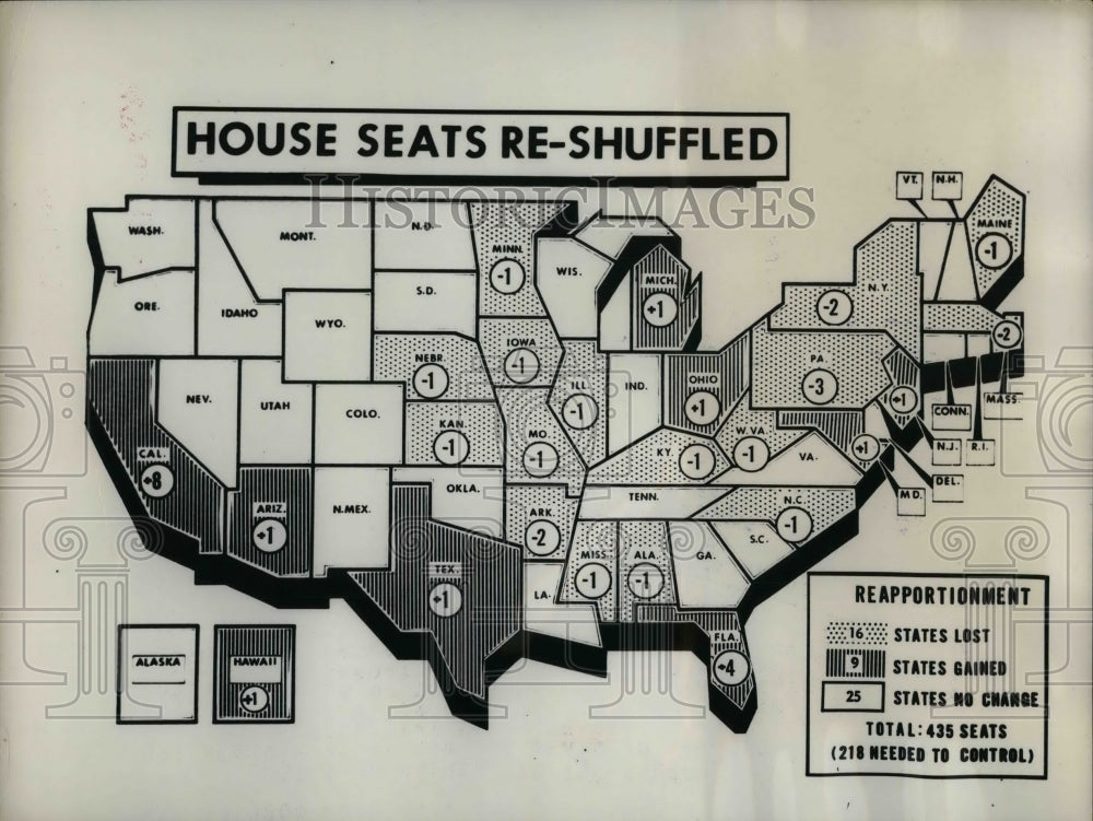 1962 Press Photo Map for election results fro House of Reps. - nea20776 - Historic Images