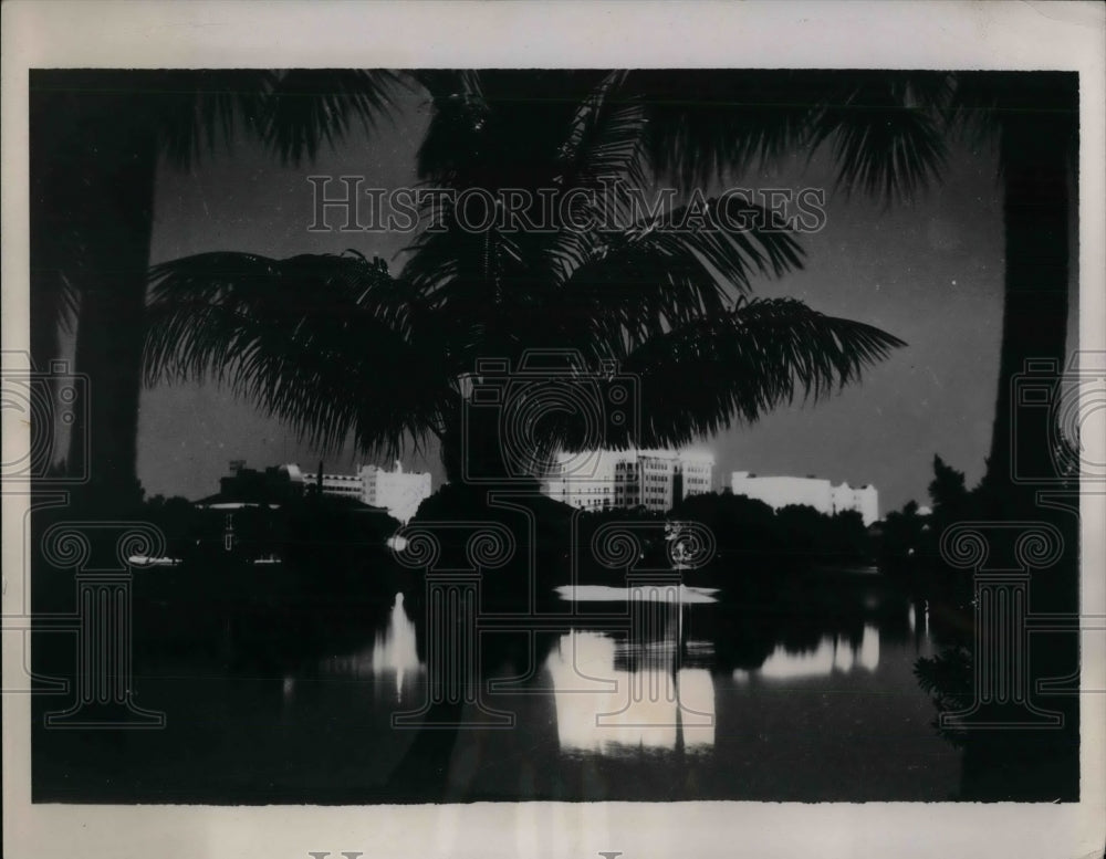1938 Press Photo View Of Deluxe Hotels &amp; Palm Trees In St. Petersburg Florida - Historic Images