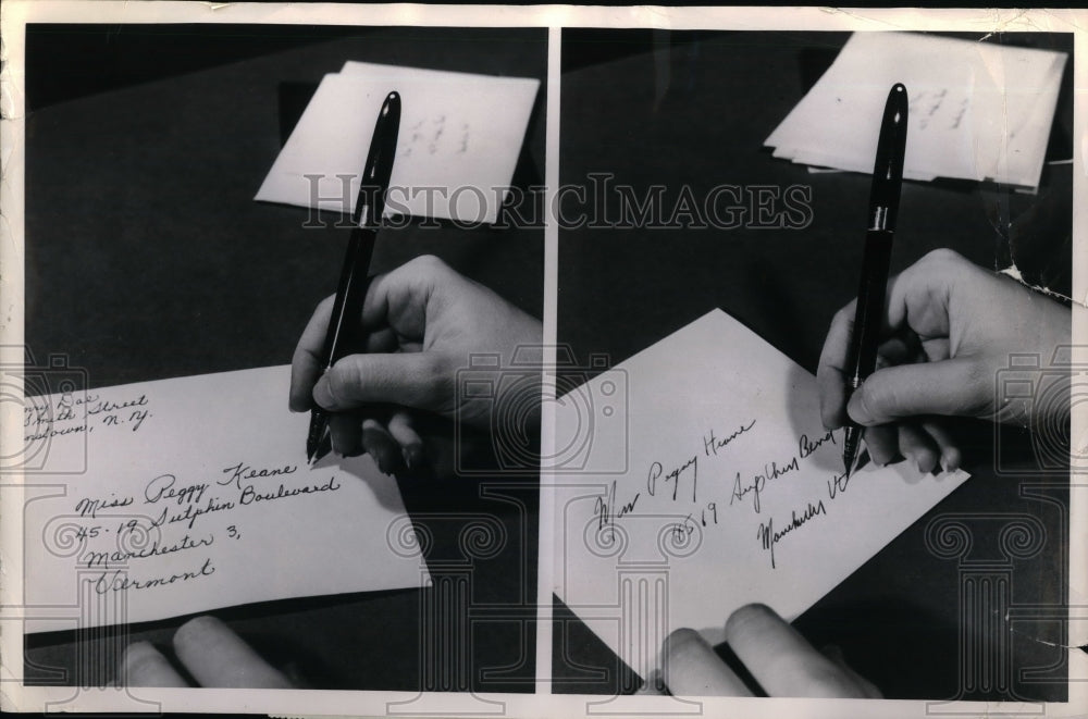 1955 Press Photo Difference between correct &amp; incorrect letter addressing - Historic Images
