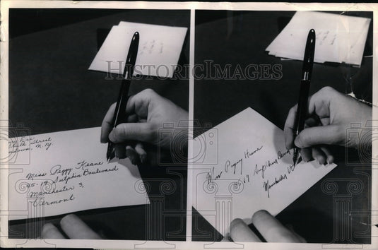 1955 Press Photo Difference between correct & incorrect letter addressing - Historic Images