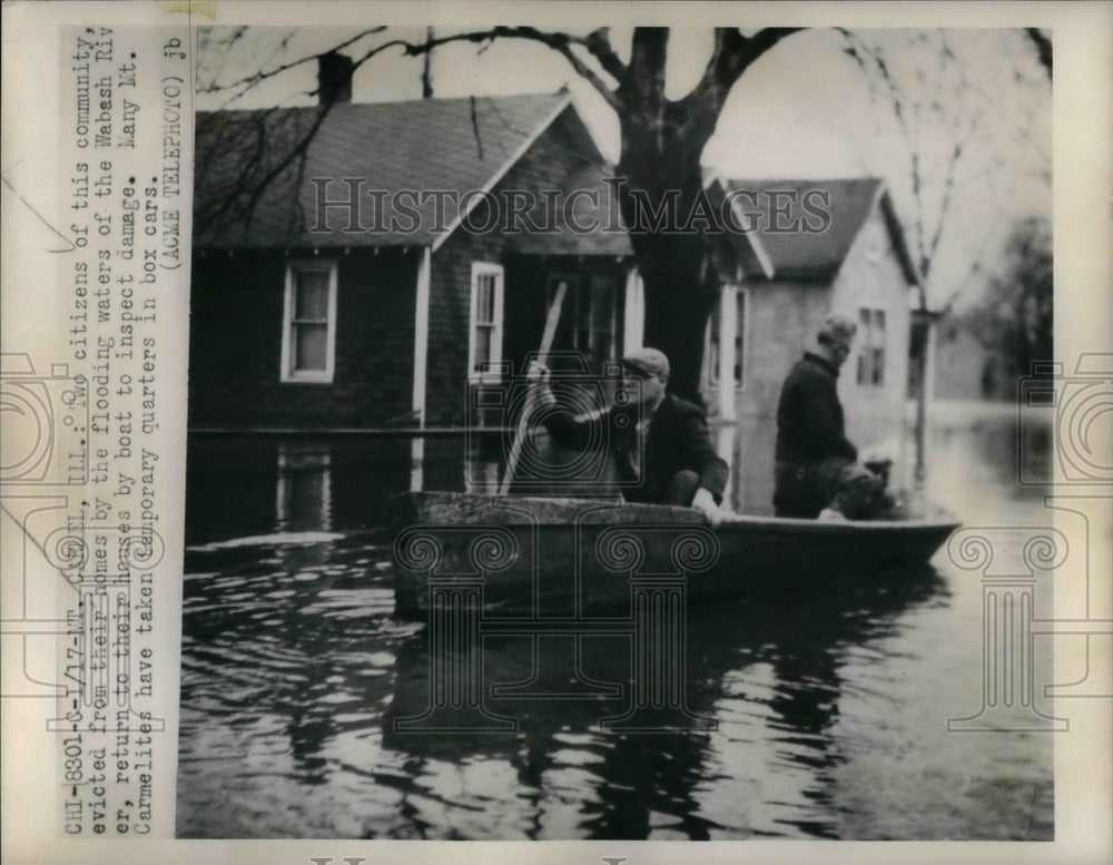 1950 Press Photo Mt Carmel, Ill flood waters from Wabash River - nea21319 - Historic Images