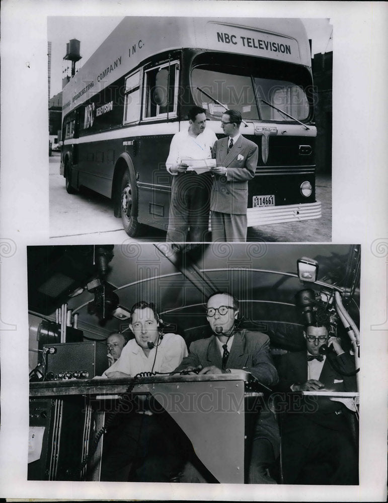 1952 Press Photo HL Whitehead Discusses Newsroom On Wheels With Wm Resides - Historic Images