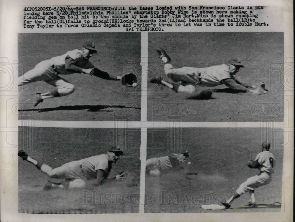 1964 Press Photo Philly Bobby Winevs Giants Jim Hart - nea21531 - Historic Images