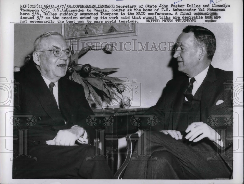 1958 Secretary of State John Foster Dulles &amp; US Ambass Llewelyn Thom - Historic Images