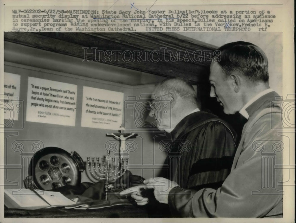 1958 Press Photo Secretary of State John Foster Dulles at Washington National - Historic Images