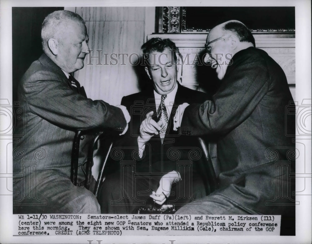 1950 Press Photo Sen. James Duff of Pa., Everett Dirksen of Ill.,Eugene Millikim - Historic Images