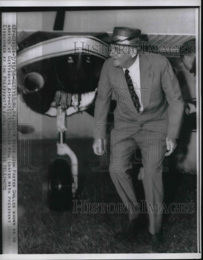 1956 Press Photo Secretary of State John Foster Dulles at Gettysburg Airport-Historic Images