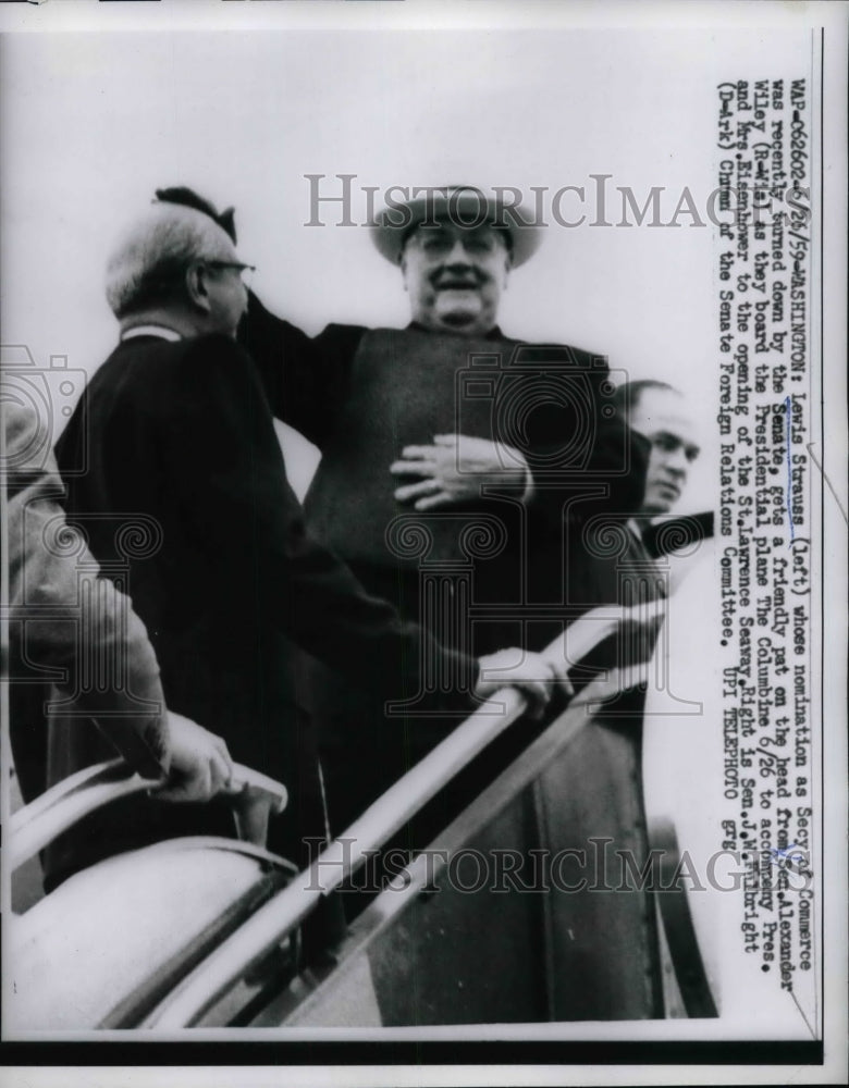 1959 Lewis Strauss, Sen. Alexander Wiley, aboard The Columbine - Historic Images